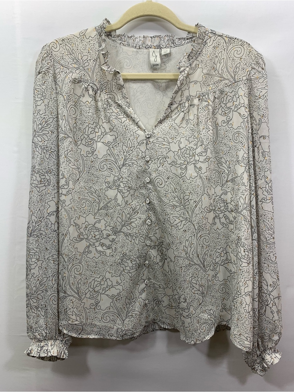 Joie Cream Floral Print Button-Down Blouse